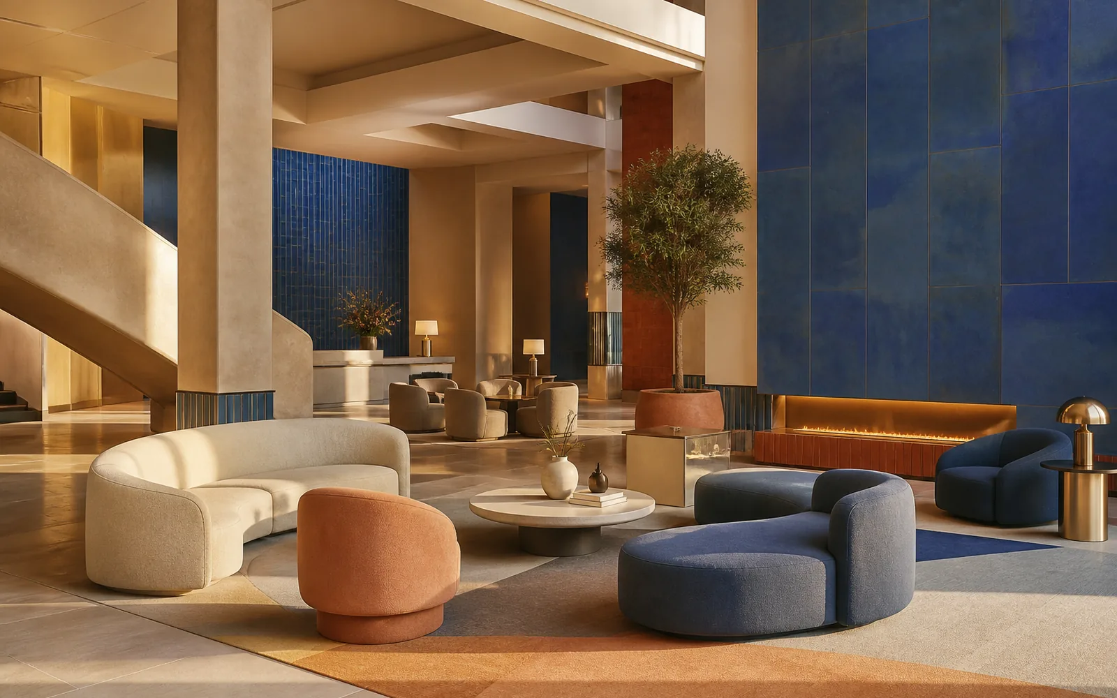 Originele illustratie van een rustige hotellobby