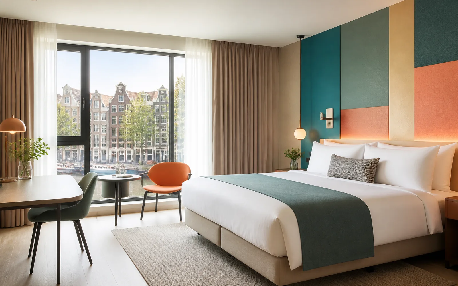 Originele illustratie van een moderne hotelkamer